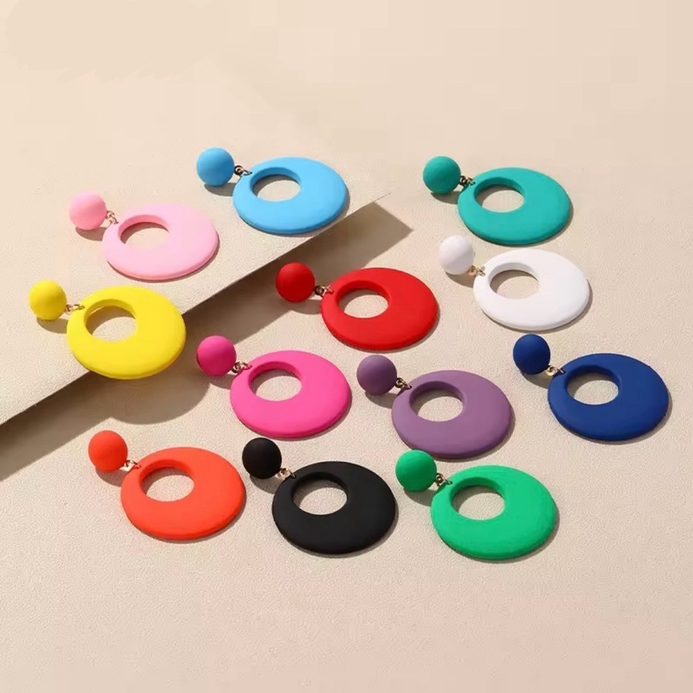 12-Pair Color Pop Retro Hoop - Handmade Earrings